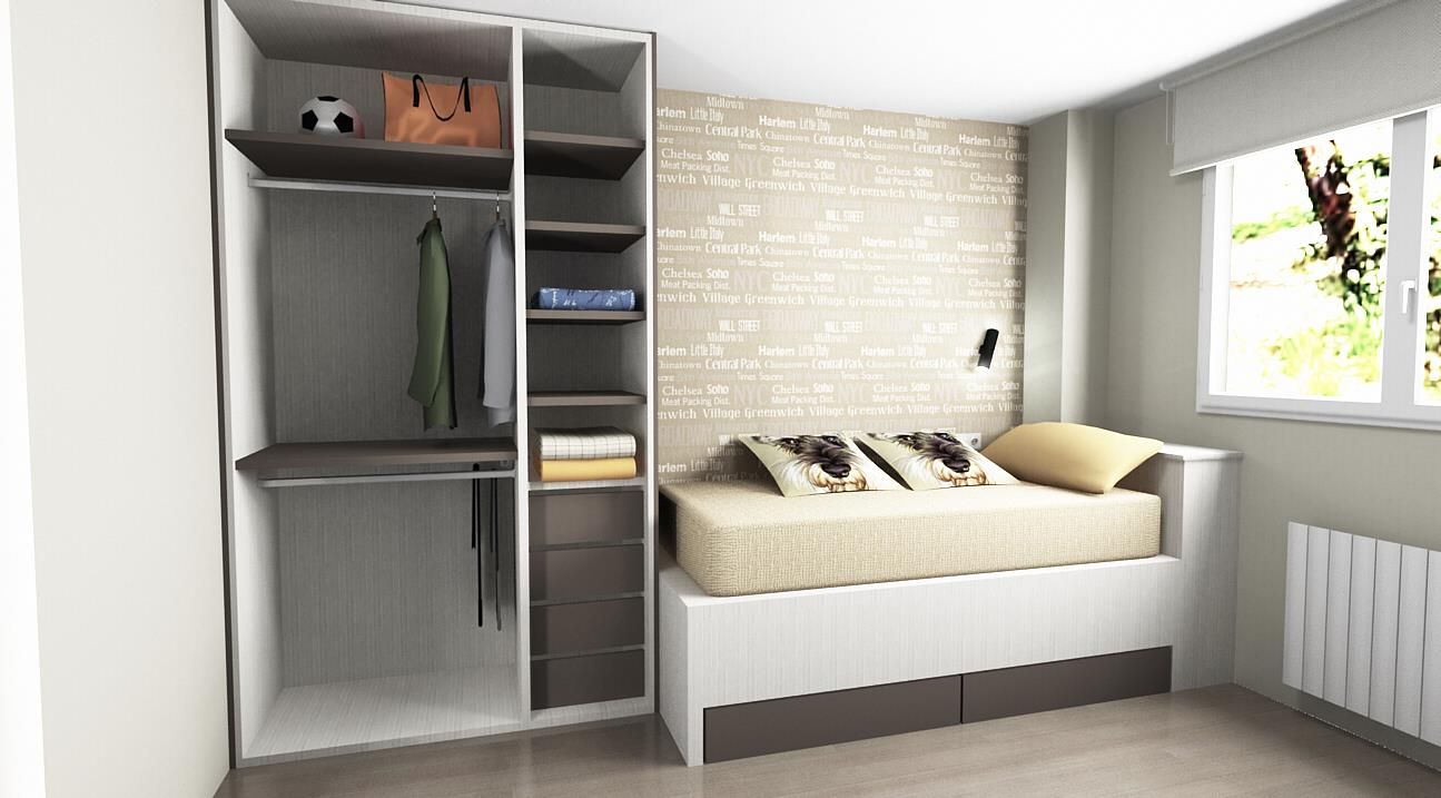 Proyectos dormitorios juveniles, SERRANOS Studio SERRANOS Studio Small bedroom Engineered Wood Transparent