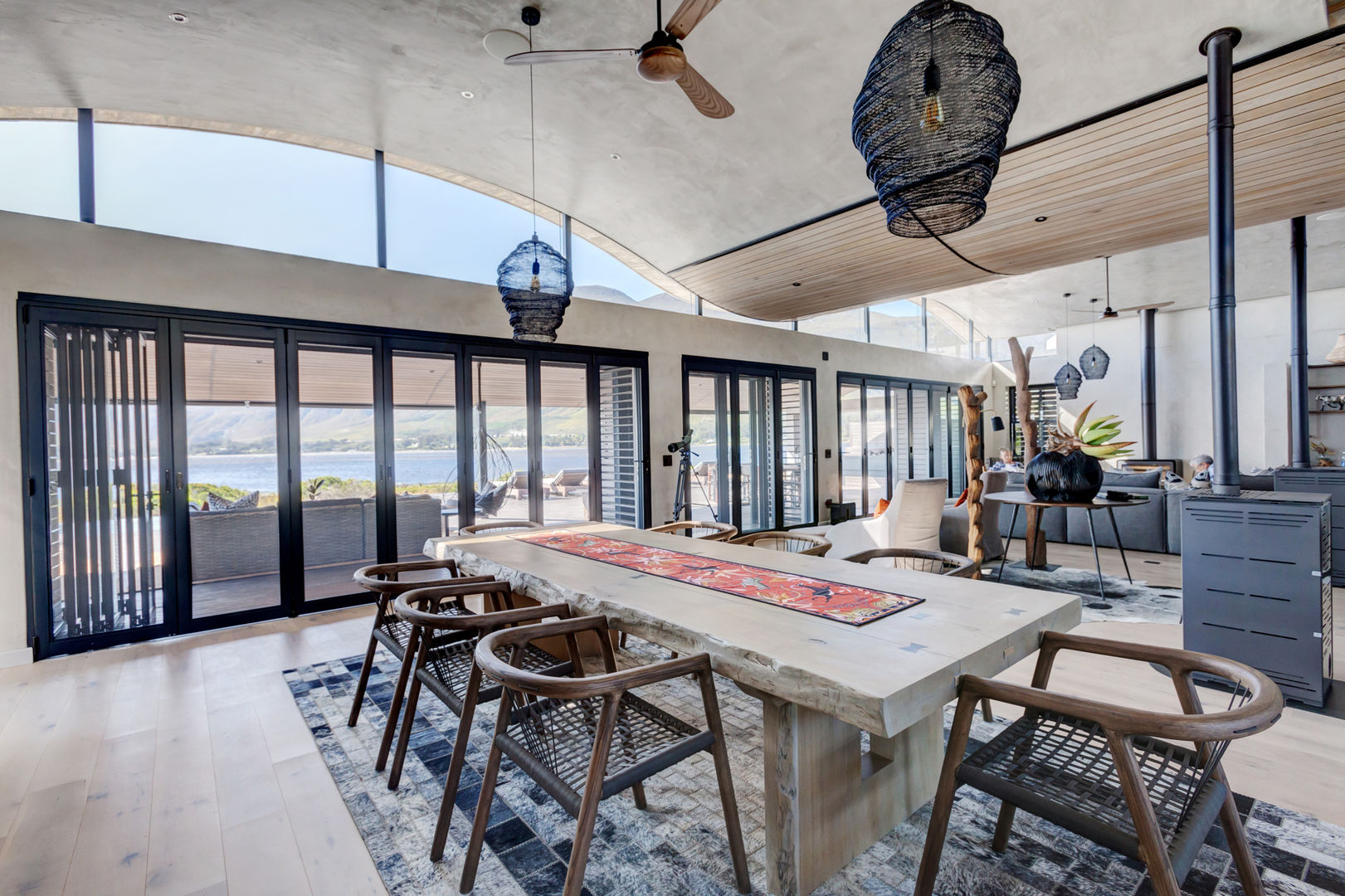 Lodge Prevoli, Stanford, Cape Town - Dining Area House of Supreme CPT Modern dining room Wood Wood effect Wooden Shutters, Wood Shutters, Patio Shutters