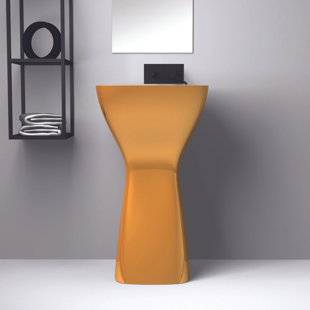 TOIO : Lavabo freestanding moderno in ceramica colorata made in Italy, eto' eto' ミニマルスタイルの お風呂・バスルーム セラミック