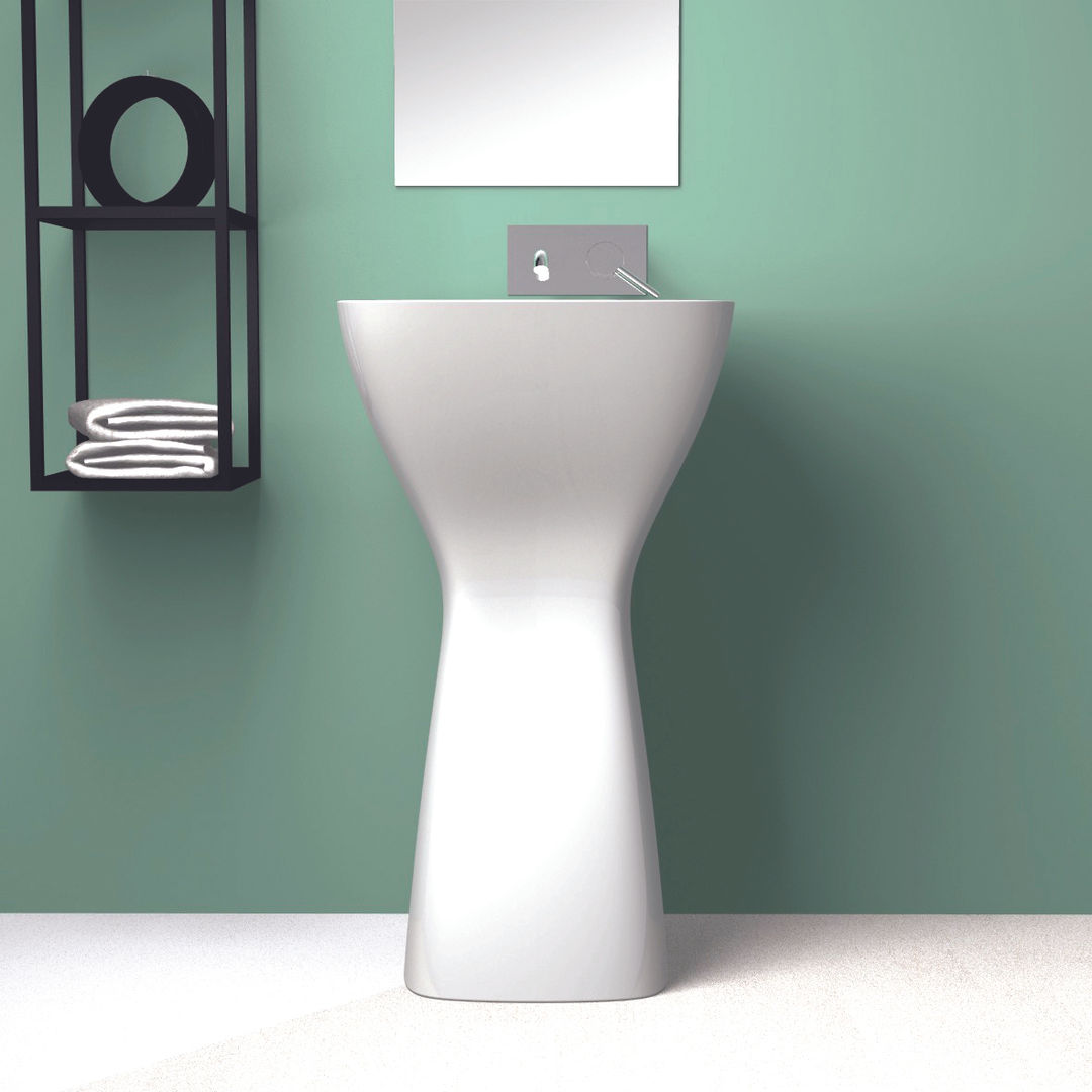 TOIO : Lavabo freestanding moderno in ceramica colorata made in Italy, eto' eto' Minimal style Bathroom Ceramic