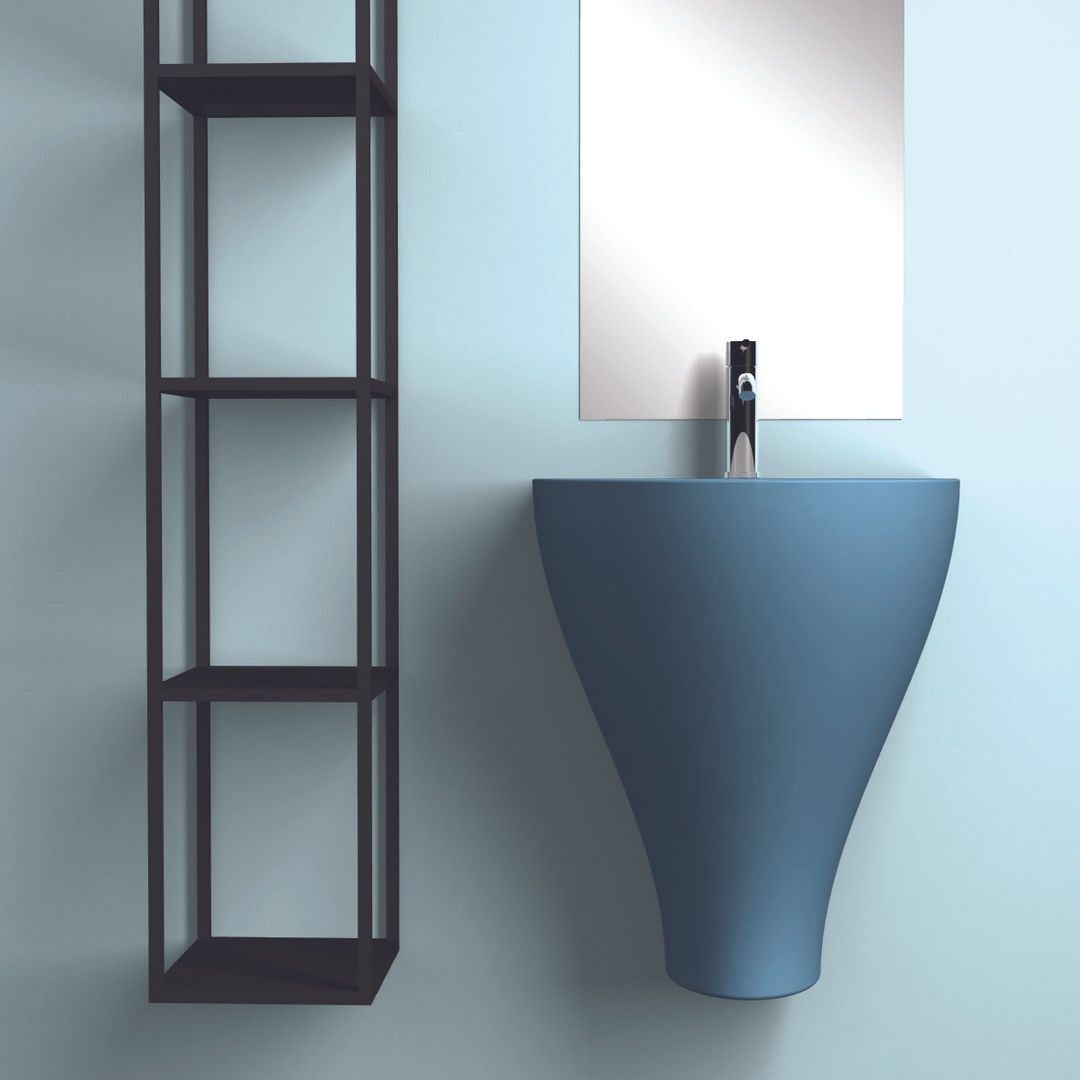 Lavabo bagno sospeso moderno in ceramica fatto in Italia, eto' eto' モダンスタイルの お風呂 セラミック