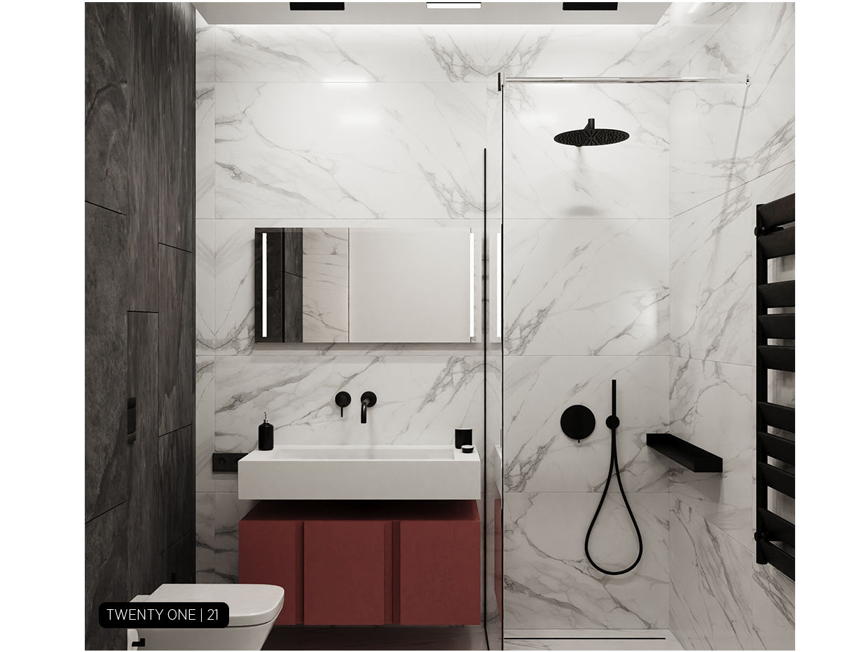 Проект в ЖК «Петровская Ривьера», Twenty-one Twenty-one Minimalist bathroom