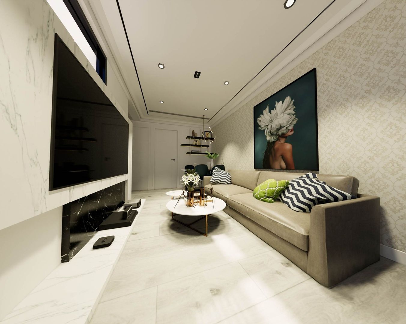 飯店式精品小宅規劃 互應室內裝修設計有限公司 Modern living room Marble