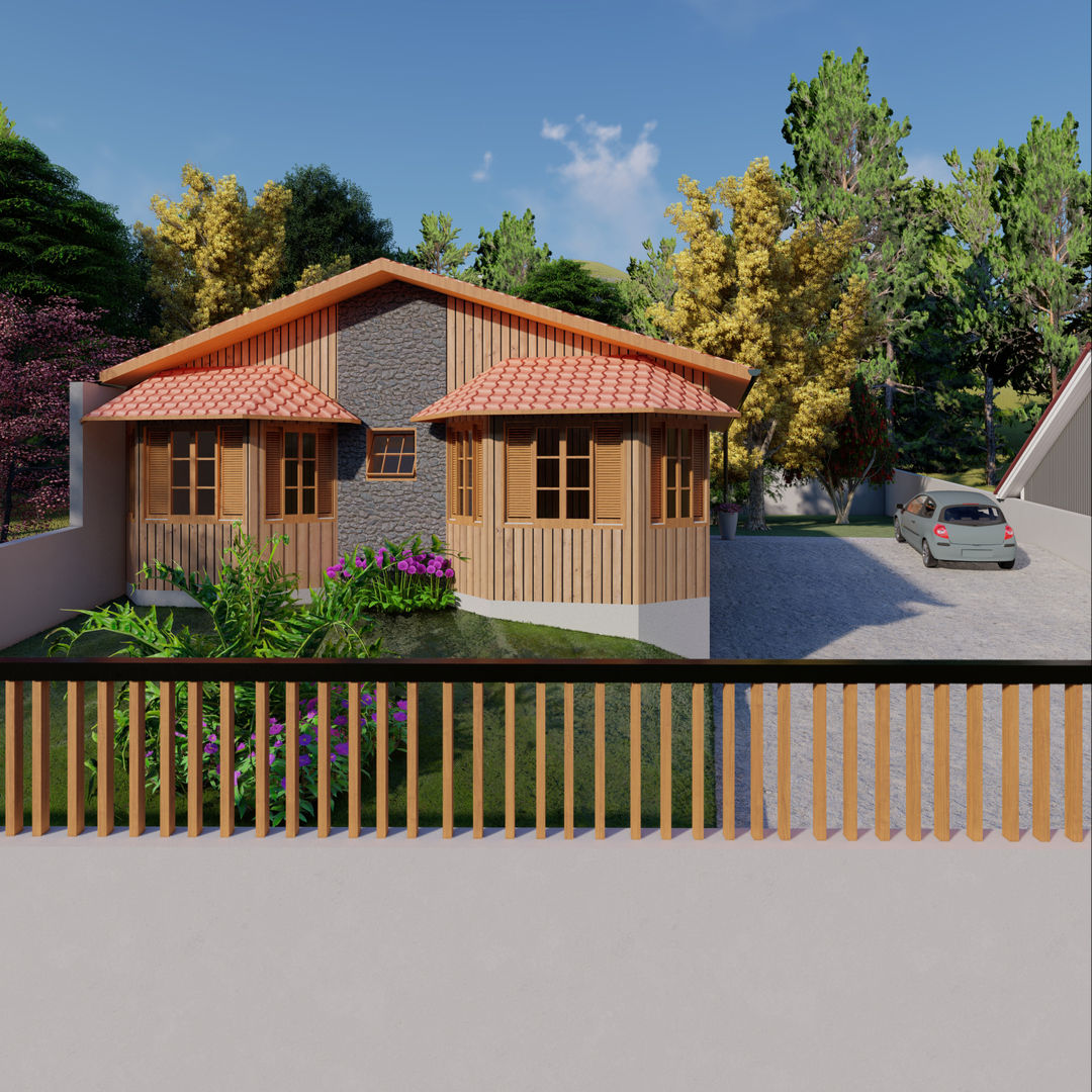 Casa Pré-Moldada, Studio AW Arquitetura Studio AW Arquitetura Log cabin Wood Wood effect