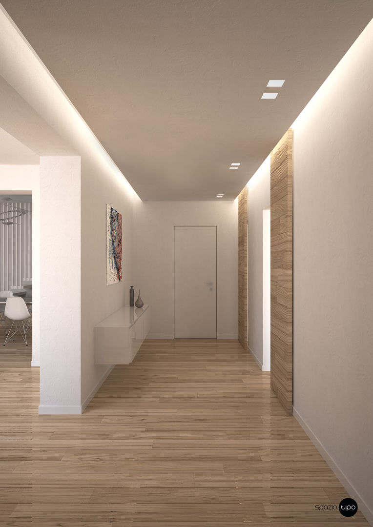 Casa GP, Spazio Tipo Spazio Tipo Minimalist corridor, hallway & stairs Wood Wood effect