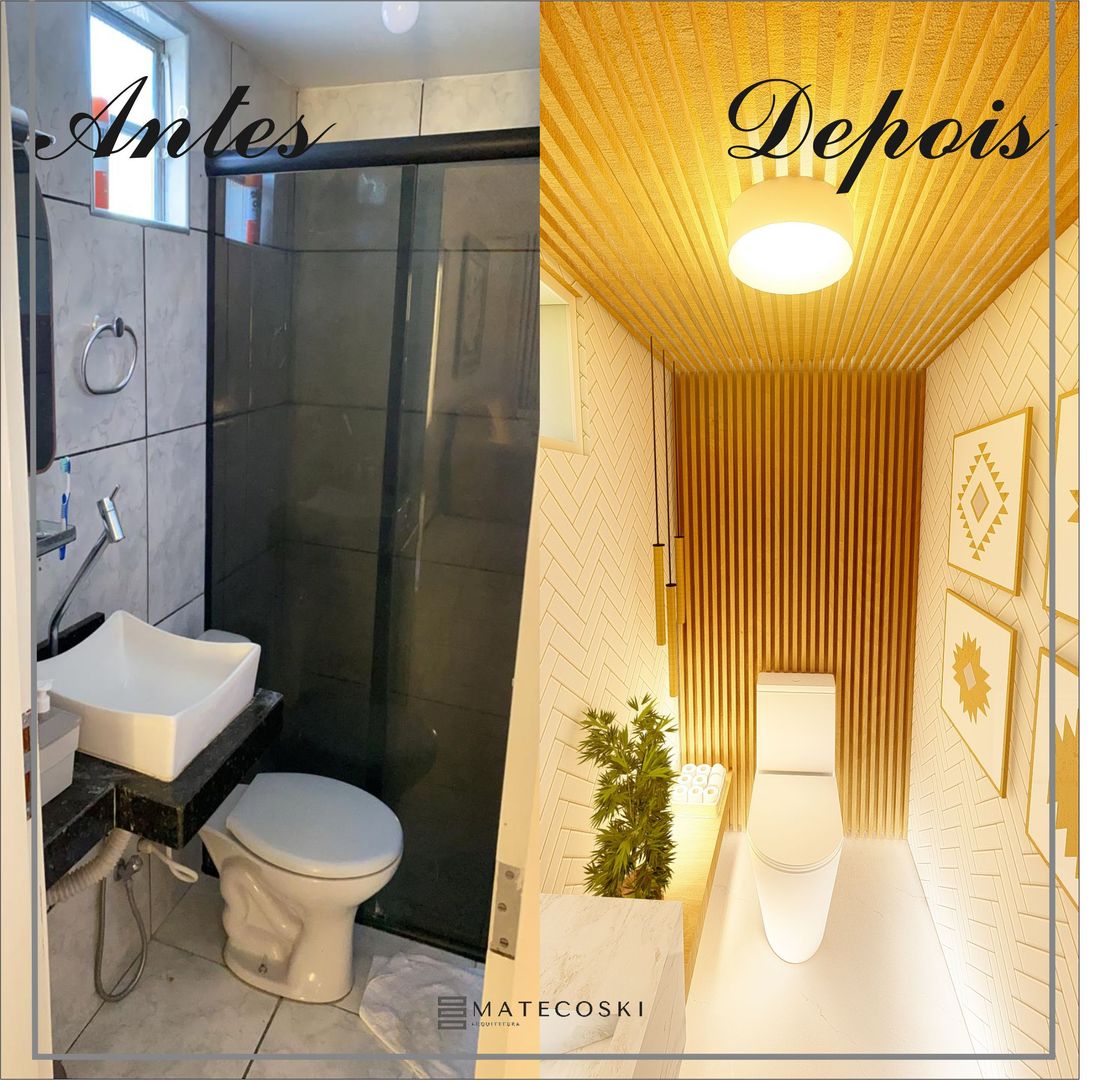 Lavabo - Antes e depois Matecoski Arquitetura Banheiros modernos lavabo