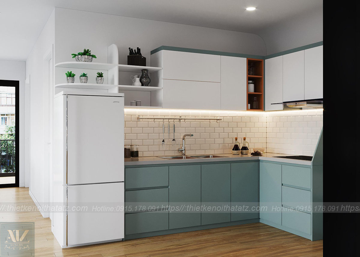 Thiết kế nội thất chung cư 54m2 2pn tại Vinhomes Smart City 79 triệu, ATZ LUXURY ATZ LUXURY Nhà bếp phong cách hiện đại