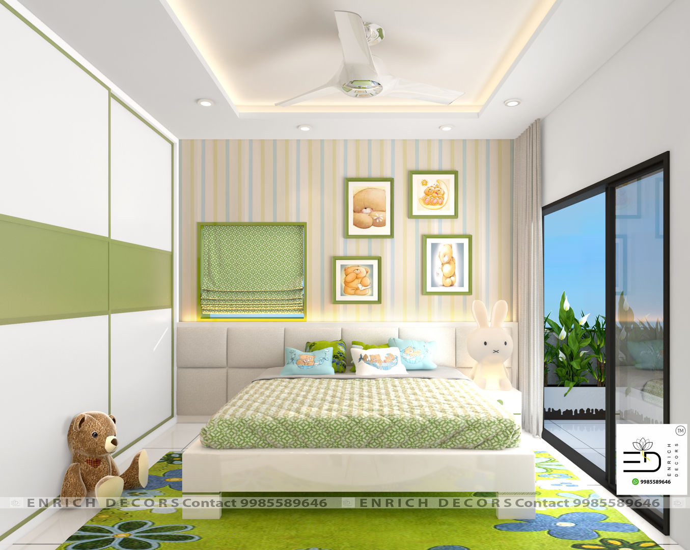 3BHK Interior Design - 1700 sqft, Enrich Interiors & Decors Enrich Interiors & Decors Cuartos pequeños