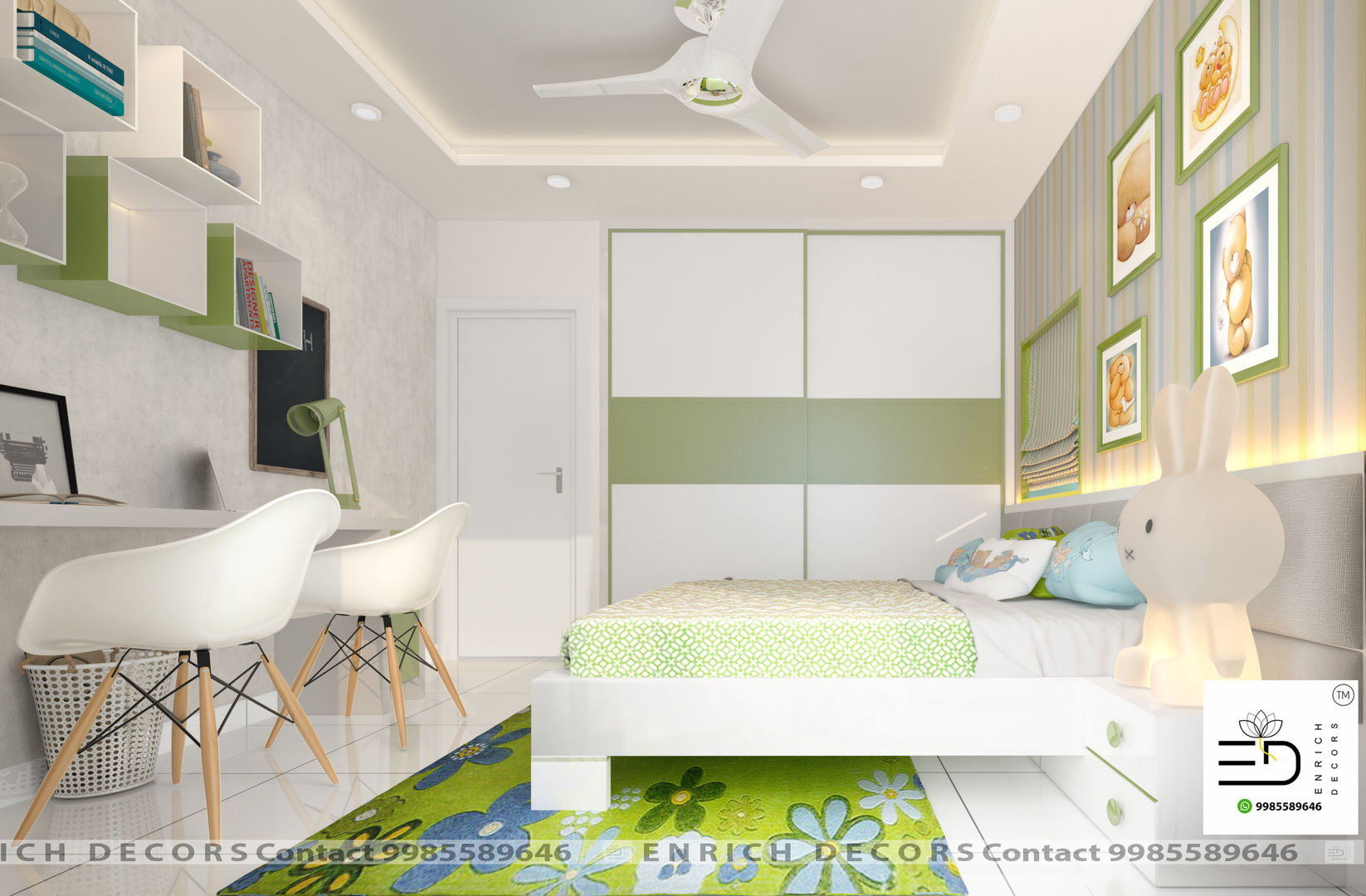 3BHK Interior Design - 1700 sqft, Enrich Interiors & Decors Enrich Interiors & Decors Small bedroom