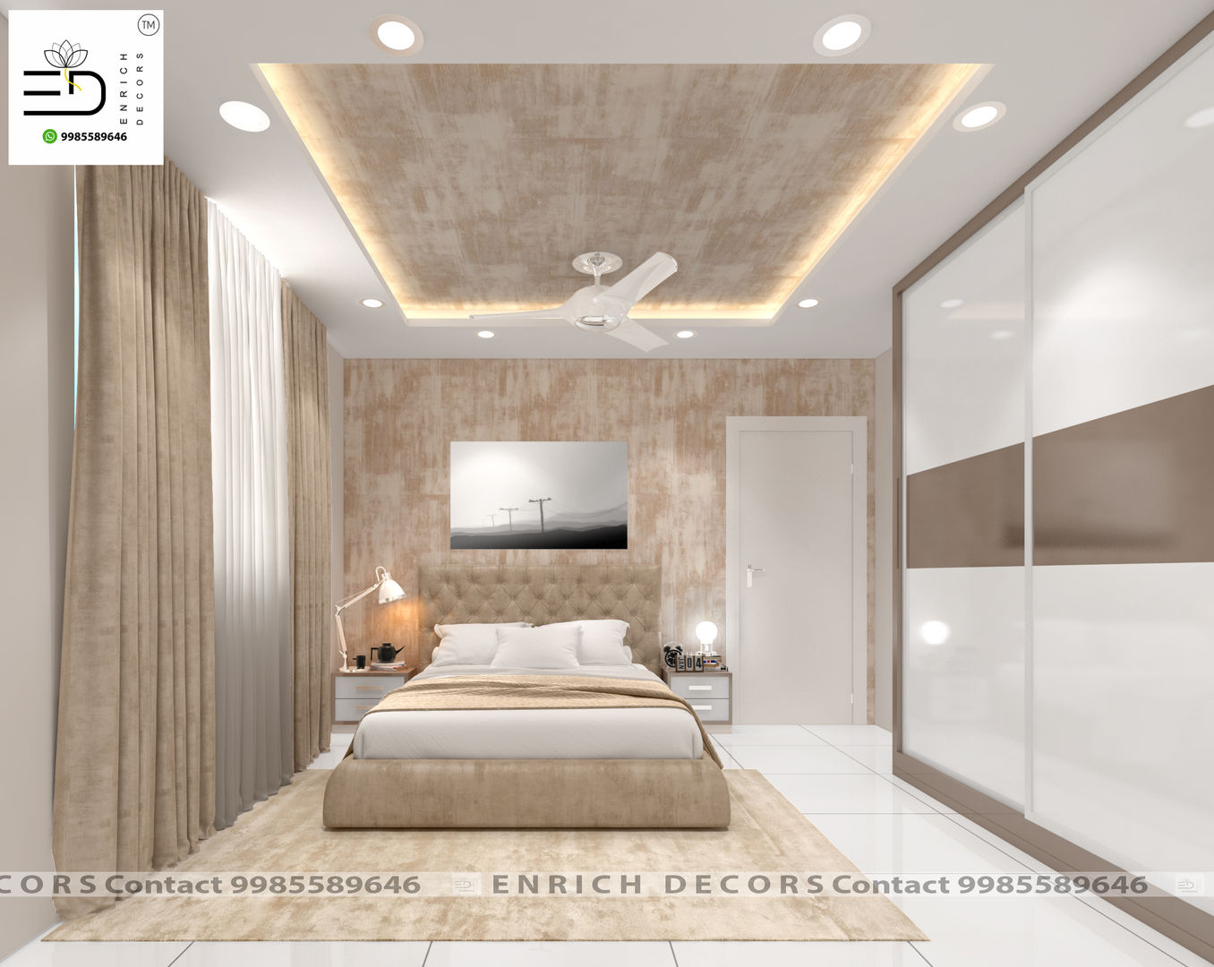 3BHK Interior Design - 1700 sqft, Enrich Interiors & Decors Enrich Interiors & Decors Cuartos pequeños