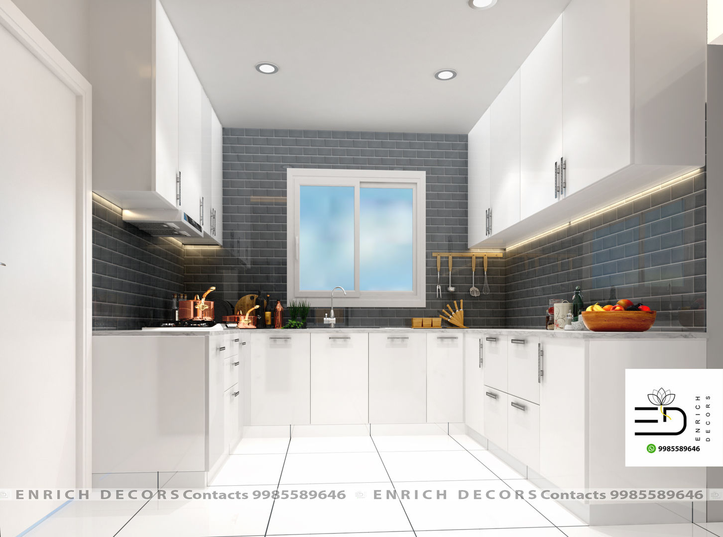 3BHK Interior Design - 1700 sqft, Enrich Interiors & Decors Enrich Interiors & Decors Muebles de cocinas