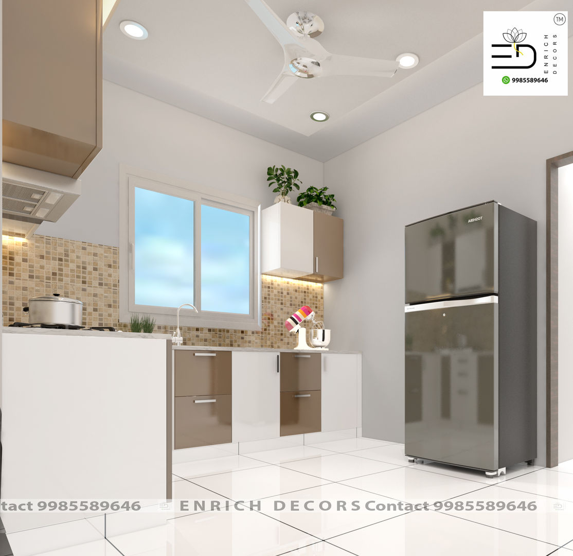 3BHK Interior Design - 1700 sqft, Enrich Interiors & Decors Enrich Interiors & Decors Muebles de cocinas