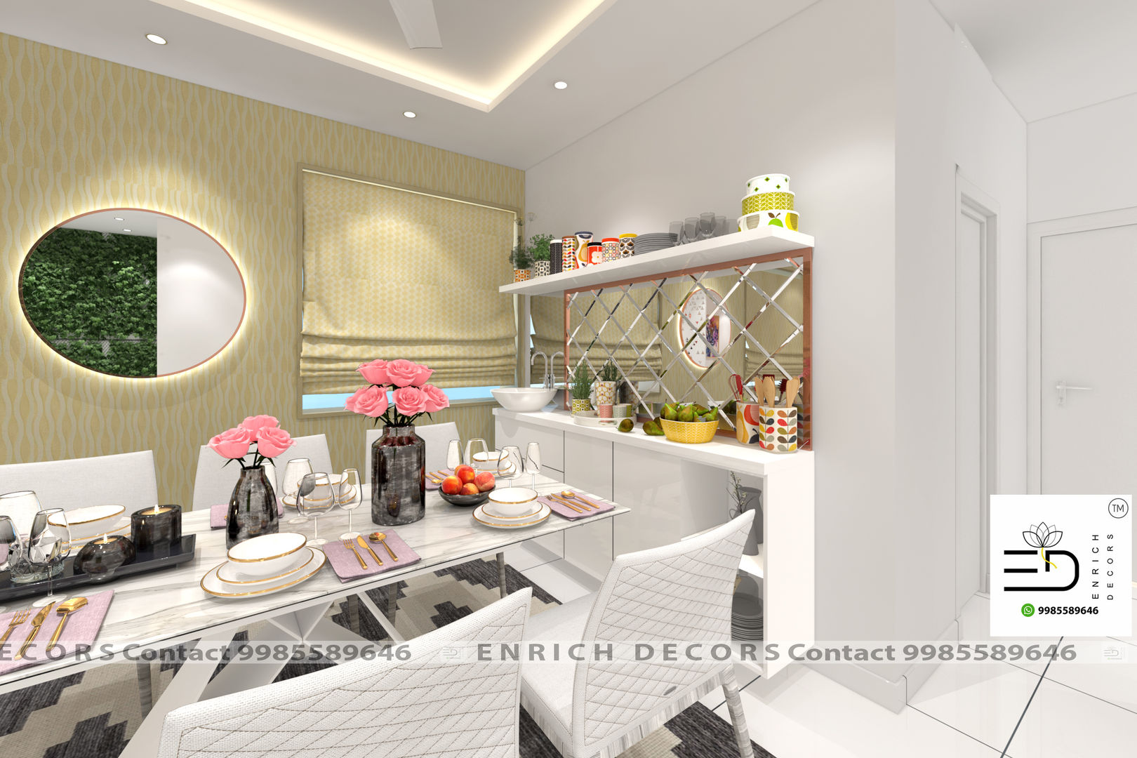 3BHK Interior Design - 1700 sqft, Enrich Interiors & Decors Enrich Interiors & Decors Comedores de estilo moderno