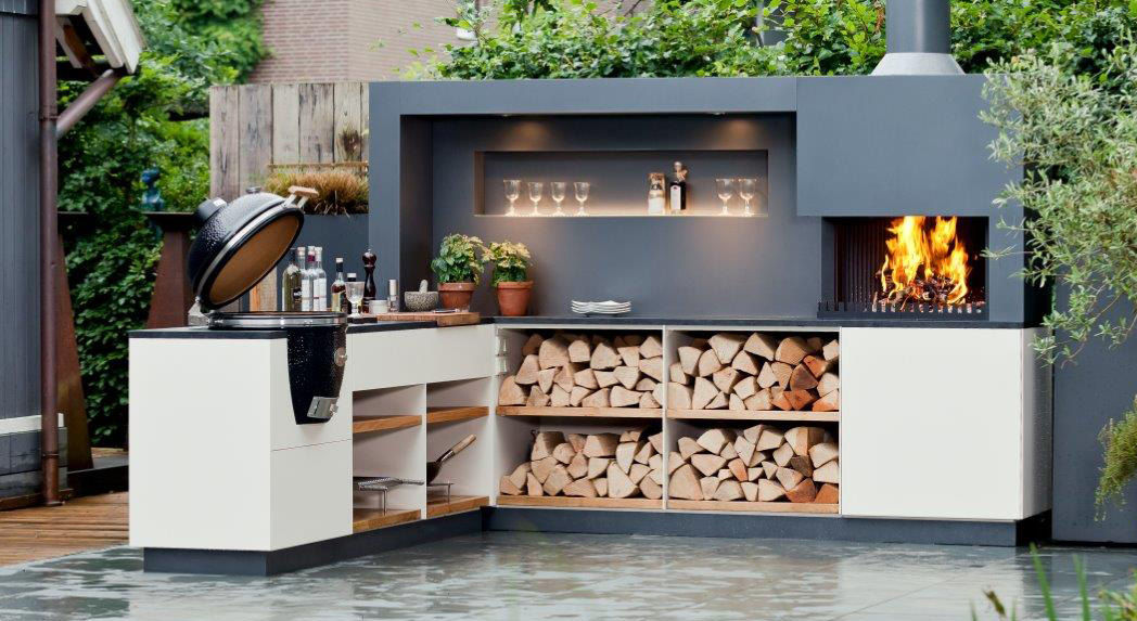 AUSGEZEICHNET, Freiluftküche | the real outdoor kitchen Freiluftküche | the real outdoor kitchen Dapur Minimalis Cabinets & shelves