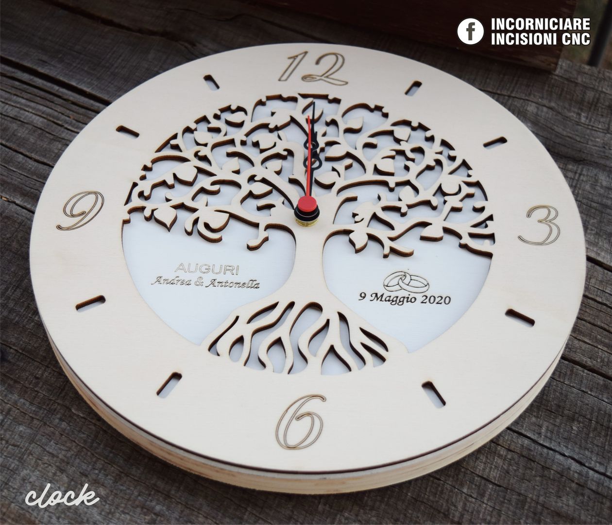 Orologio Personalizzato Plexiglass o Legno da Parete a Forma di