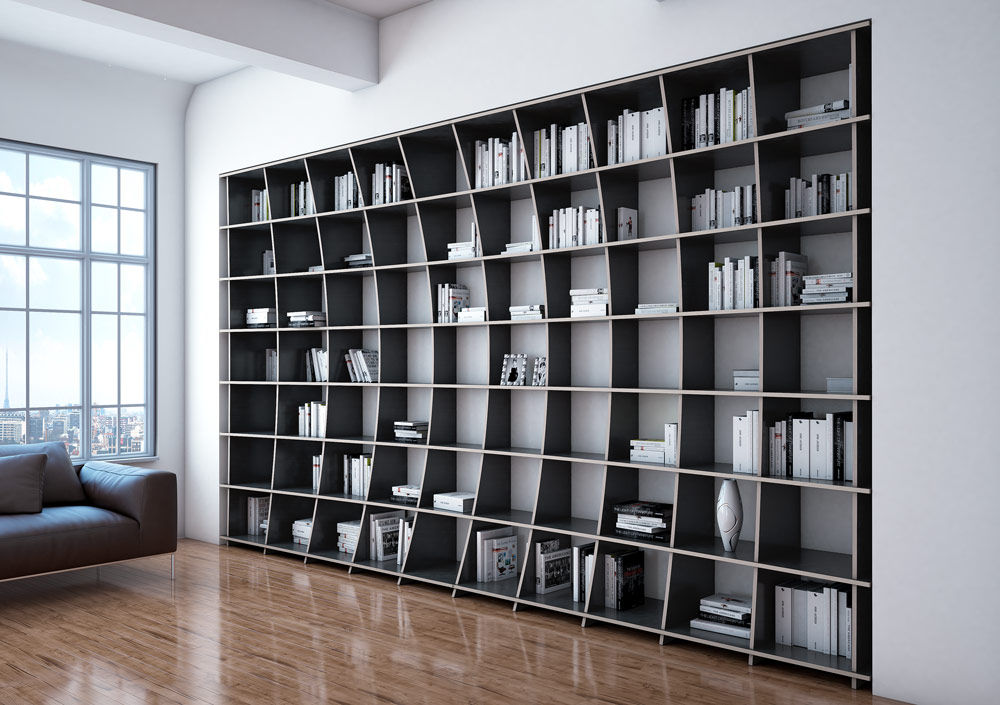 Bibliotheken, form.bar form.bar Living room Engineered Wood Transparent Shelves