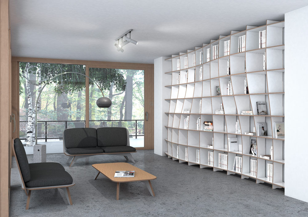 Bibliotheken, form.bar form.bar Living room MDF Shelves