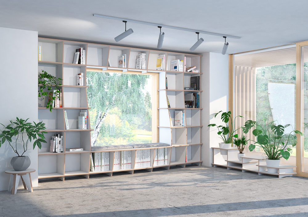 Bibliotheken, form.bar form.bar Living room Engineered Wood Transparent Shelves