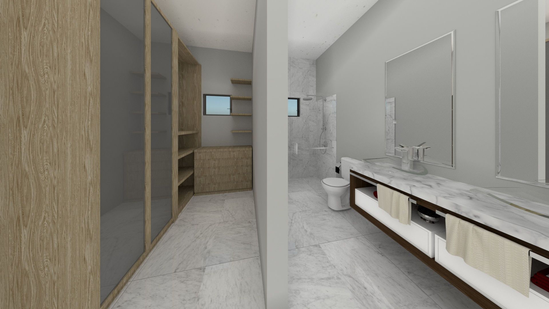 Master's Toilet &Bath , Walk-in-closet Quadraforma Construction Modern dressing room