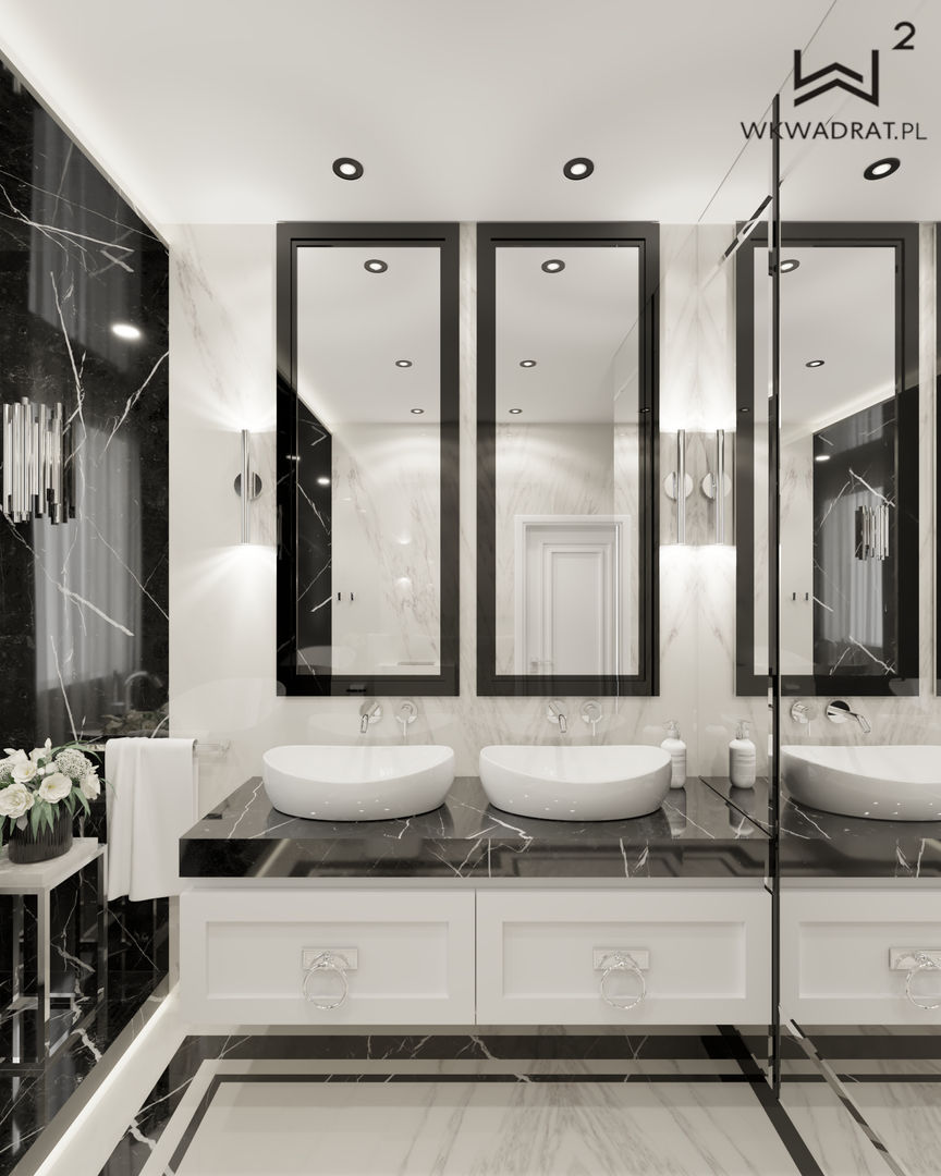 Łazienka w stylu glamour, Wkwadrat Architekt Wnętrz Toruń Wkwadrat Architekt Wnętrz Toruń Modern bathroom Marble