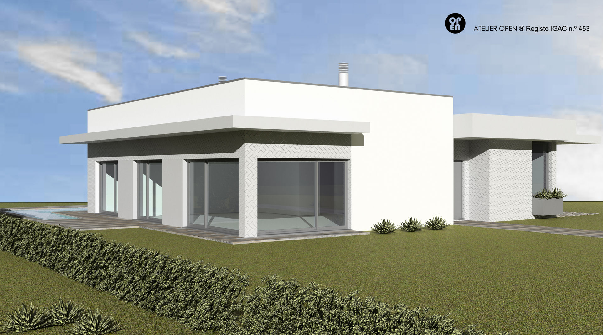 Casa Torga . Moita, ATELIER OPEN ® - Arquitetura e Engenharia ATELIER OPEN ® - Arquitetura e Engenharia Casas pré-fabricadas Cerâmica Branco