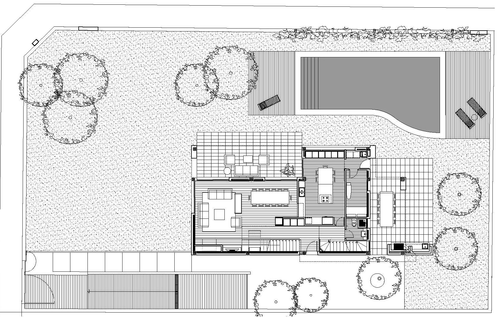 Plano planta baja y acceso a jardin Soler Valiente Arquitectes Casas modernas