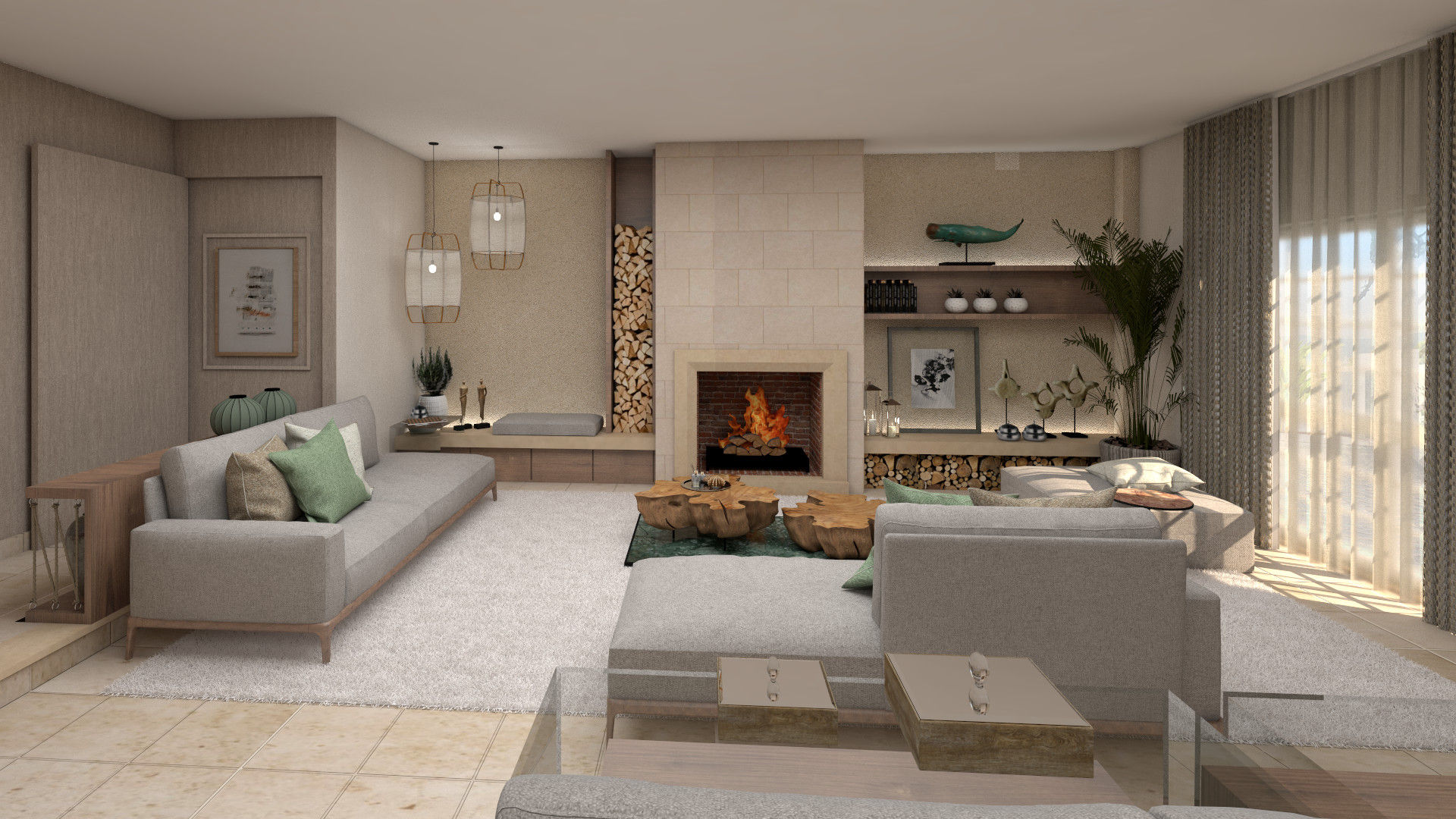 Projeto Tróia, 4Ponto7 4Ponto7 Modern living room Wood Wood effect Sofas & armchairs