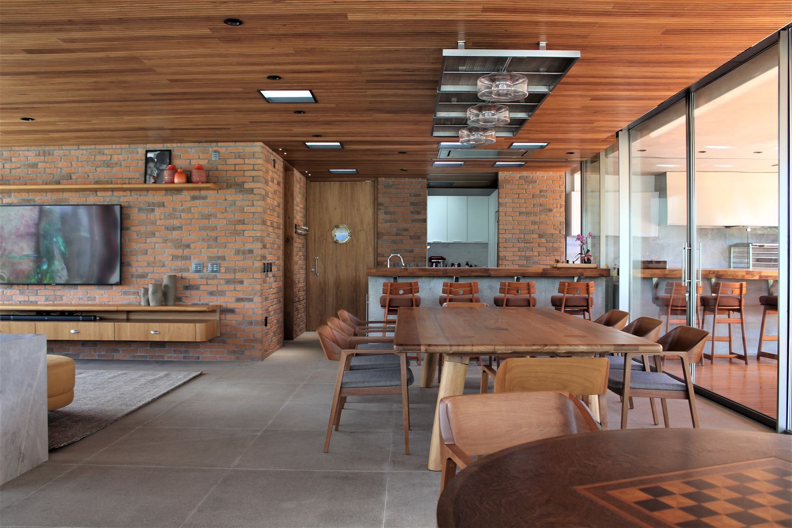 Casa de Jurerê, Geraldo Brognoli Ludwich Arquitetura Geraldo Brognoli Ludwich Arquitetura Modern dining room Wood Wood effect