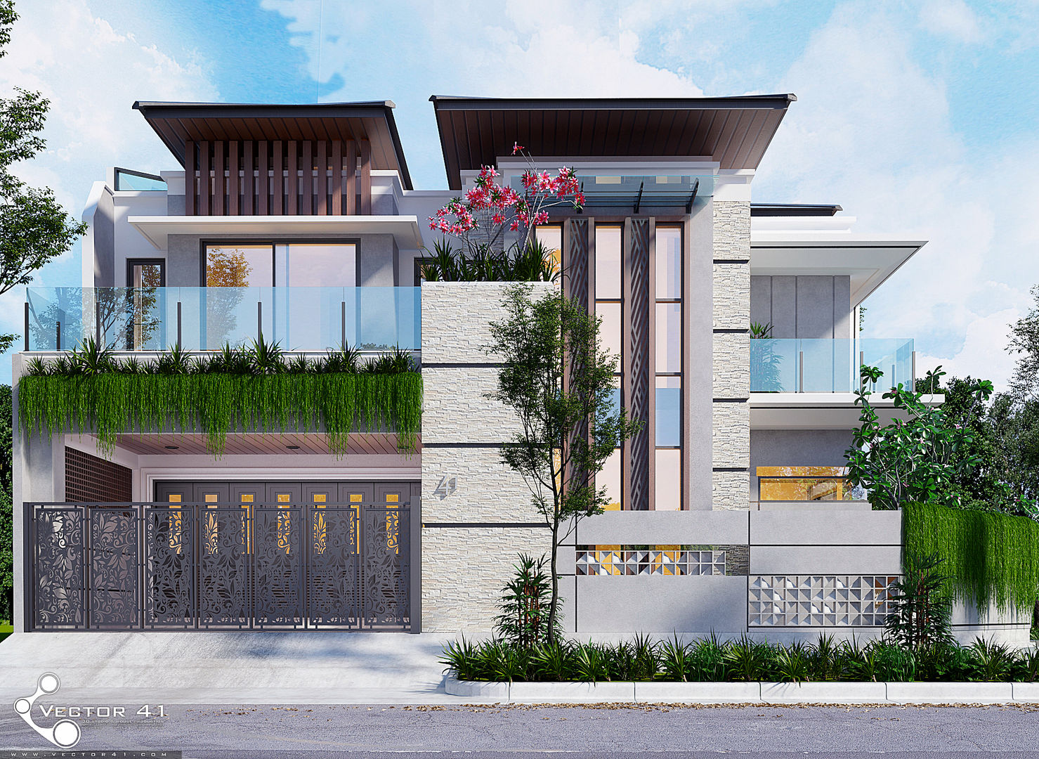 Exterior Hous_Medan (Mrs. N), VECTOR41 VECTOR41 Minimalist house