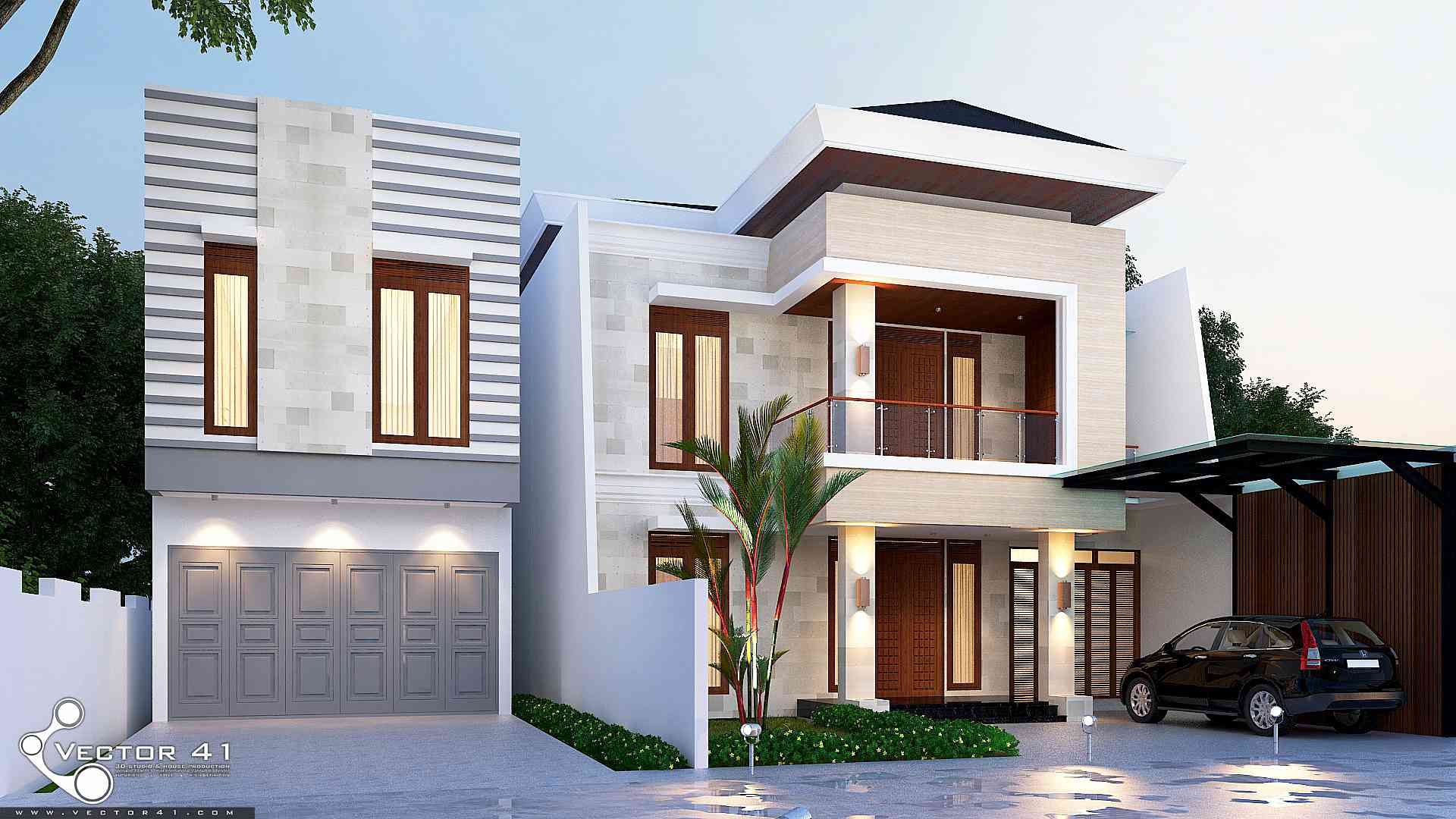 Exterior House_Medan (Mr. Andi), VECTOR41 VECTOR41 Prefabrik ev