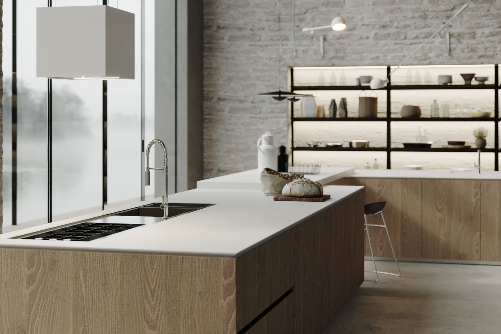 LINEA | M1, Mandarò cucine Mandarò cucine مطبخ ذو قطع مدمجة كوارتز