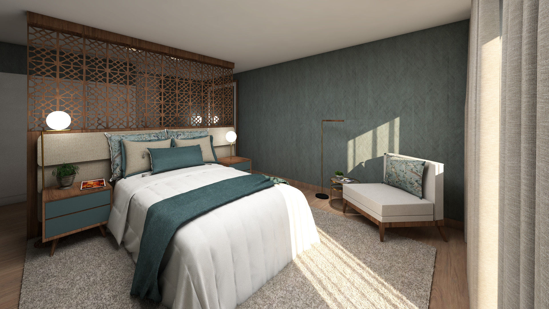 Projeto Tróia, 4Ponto7 4Ponto7 Modern style bedroom Wood Wood effect Beds & headboards