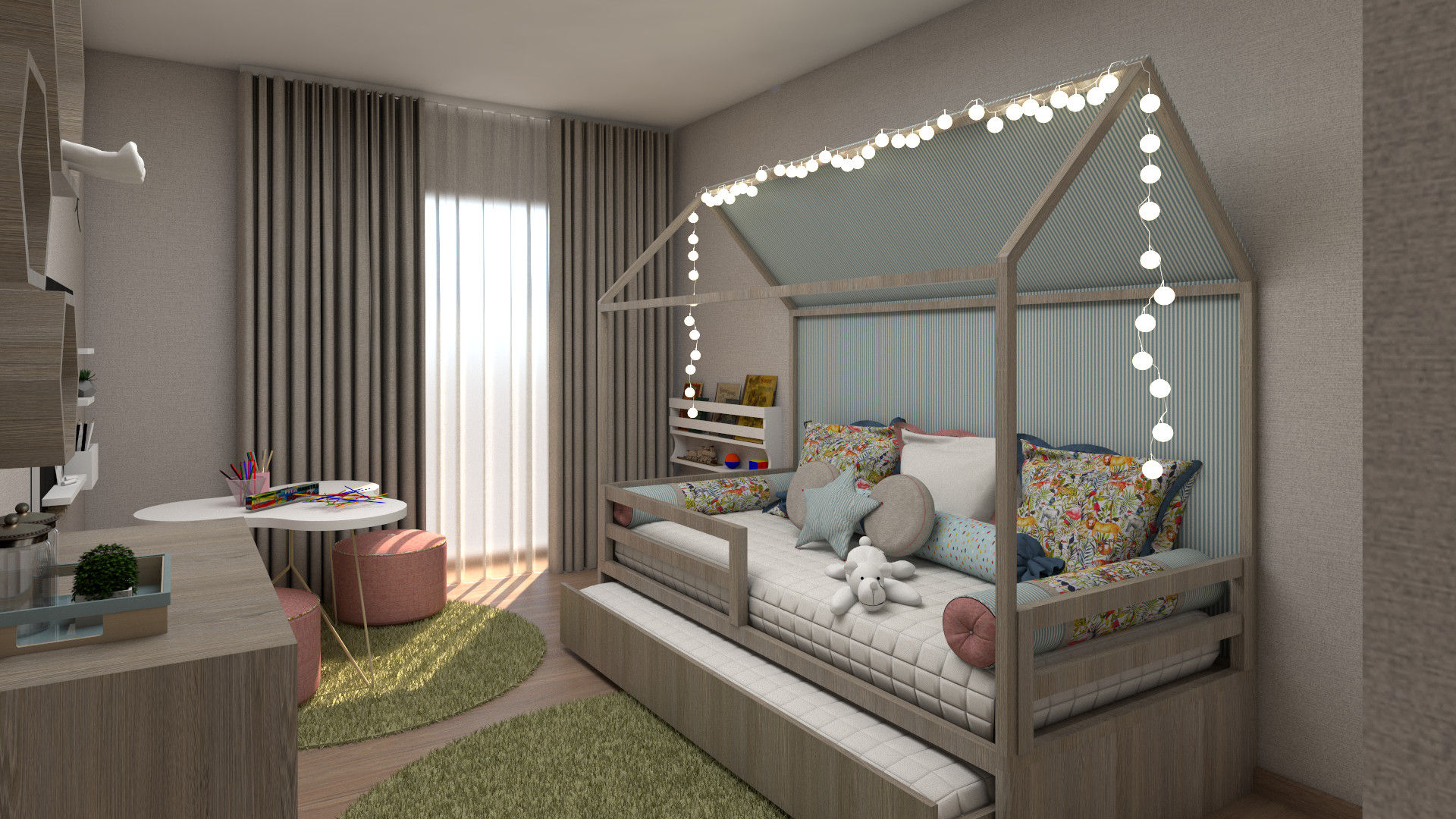 Quarto de criança 4Ponto7 Quarto infantil moderno Madeira Efeito de madeira Camas e berços