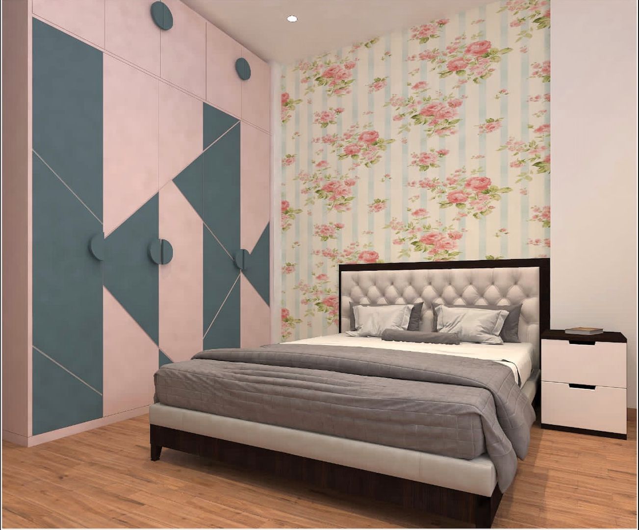 Pink Dawn Shore Blue Themed Kid's Room homify Eclectic style nursery/kids room Kid's room, pink and blue kid's room, lakkad works