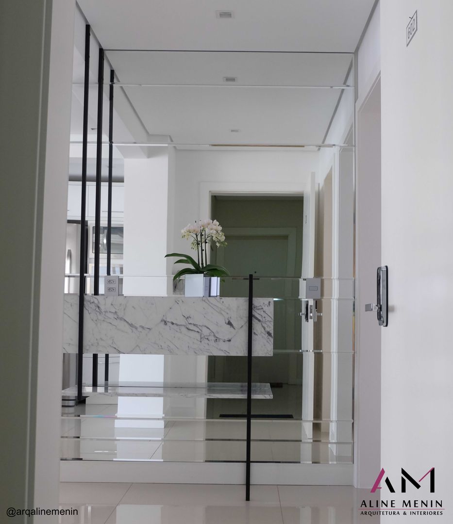 Hall, Aline Menin Arquitetura Aline Menin Arquitetura الممر الحديث، المدخل و الدرج