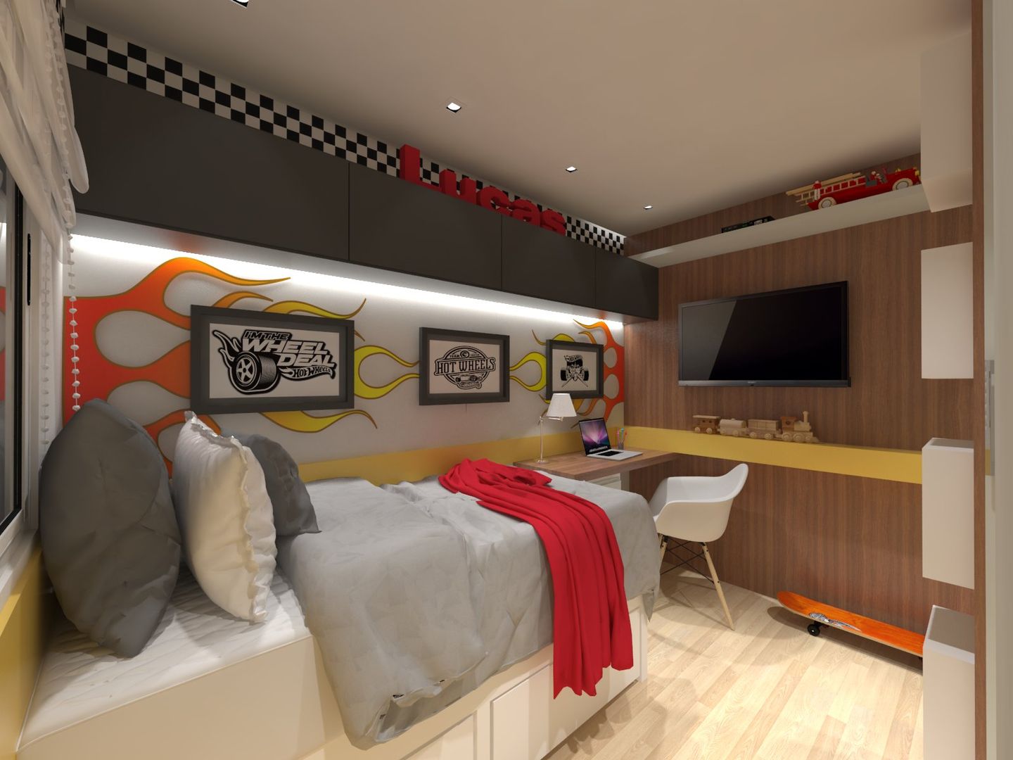 Quarto Hot Wheels Daniela Hescheles Arquitetura Quarto infantil moderno quartoinfantil,quartojuvenil,quartohotwheels,hotwheels