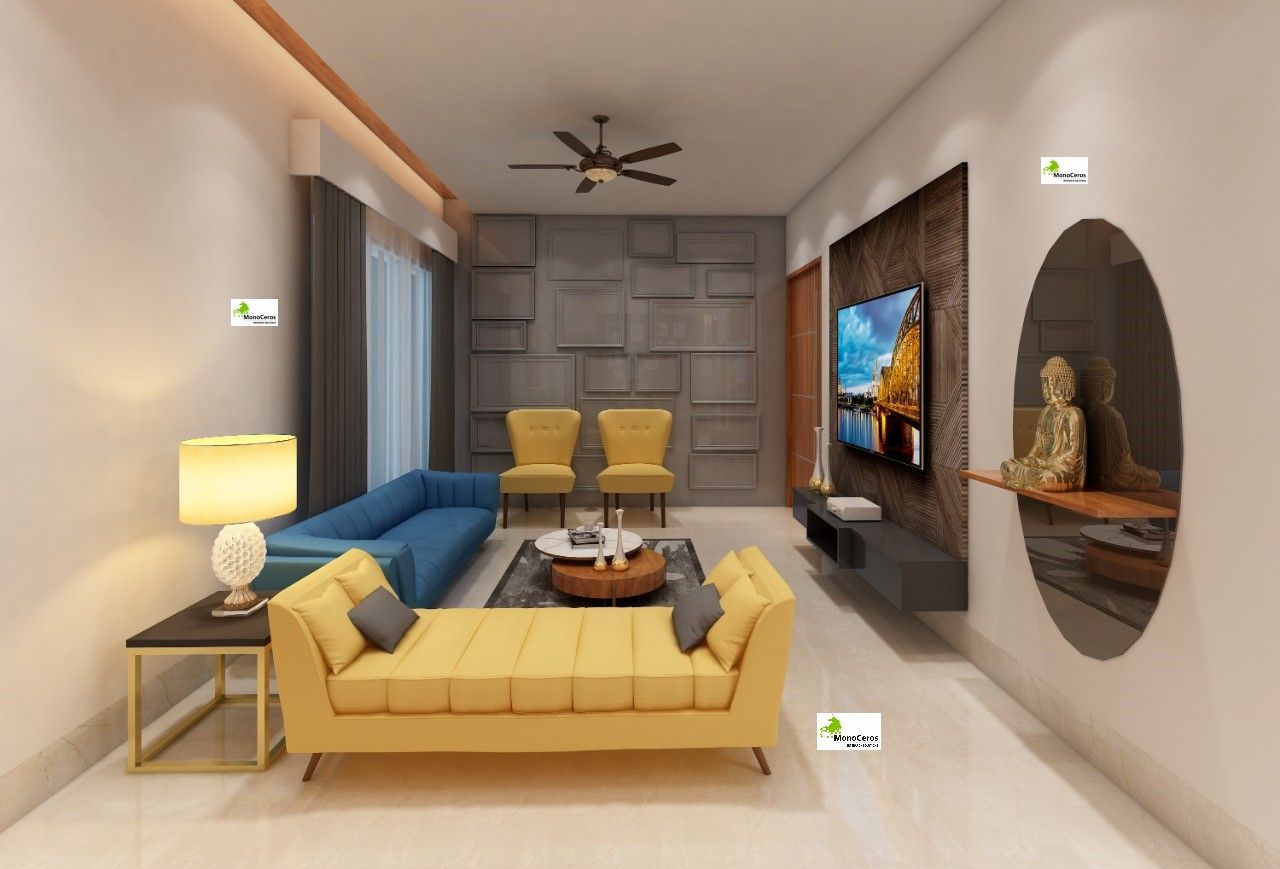 Flat interior work Monoceros Interarch Solutions Modern living room