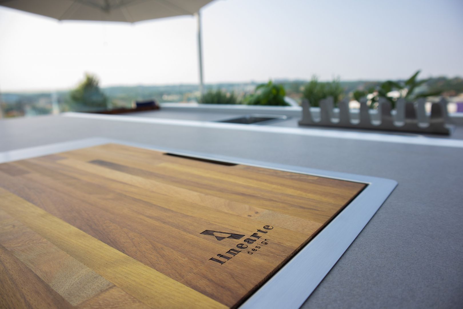 Legno, ferro e corten Linearte Design Cucina minimalista cucina outdoor garden terrazzo ,Piani di lavoro