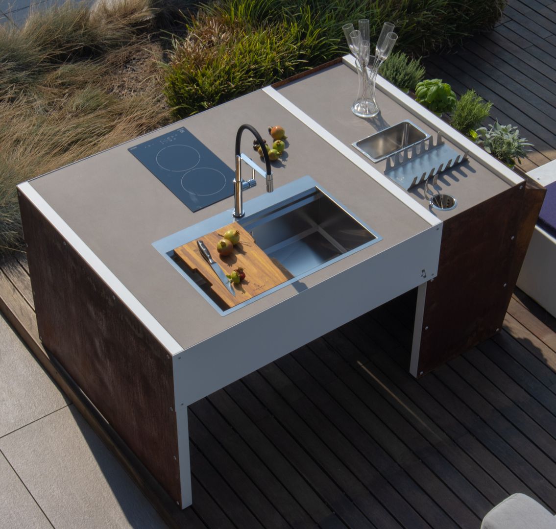 Luminosa e lucente Linearte Design Cucina minimalista cucina outdoor garden terrazzo ,Piani di lavoro
