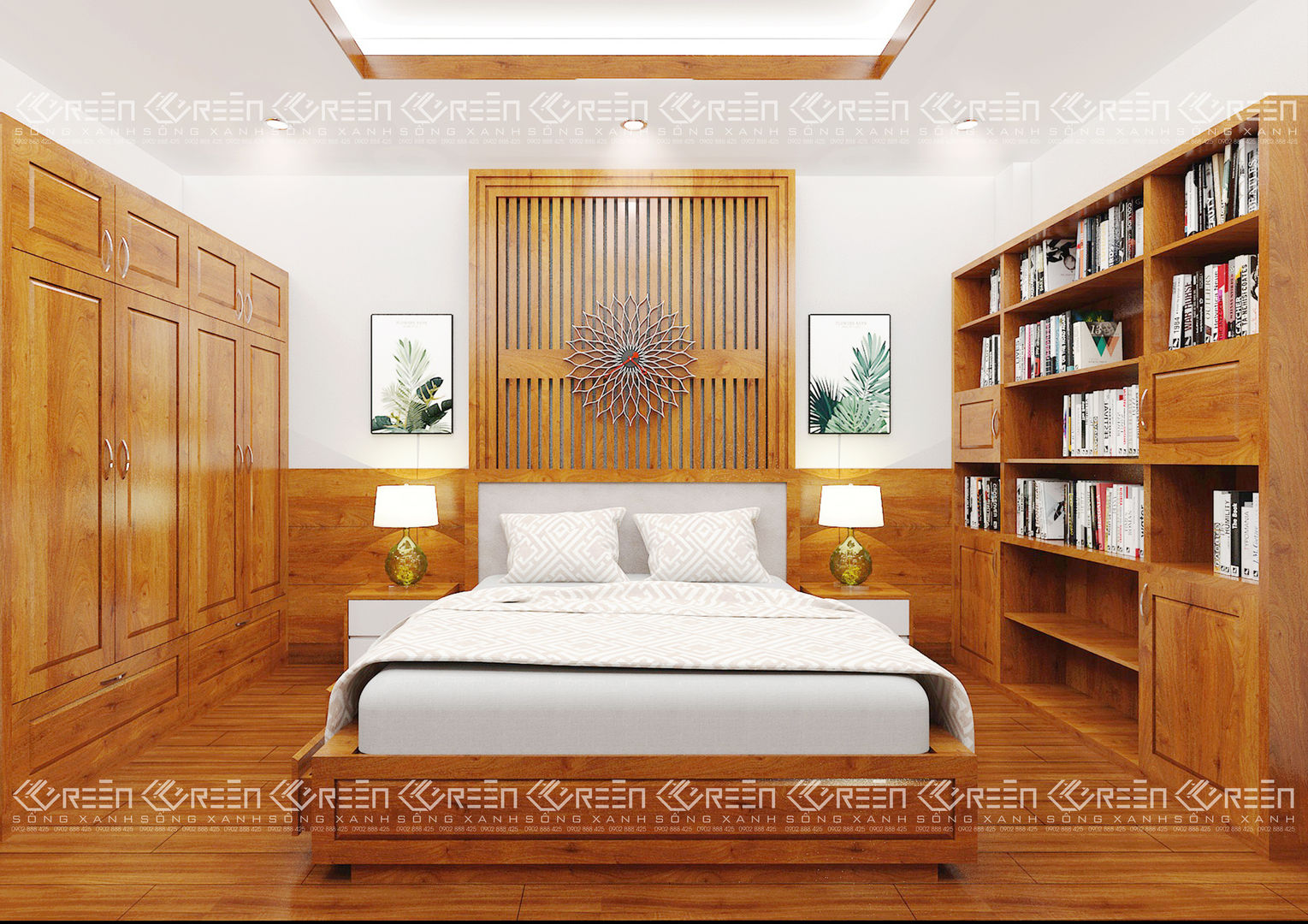 NHÀ ANH HẬU, Công ty TNHH Thiết Kế Xây Dựng Xanh Hoàng Long Công ty TNHH Thiết Kế Xây Dựng Xanh Hoàng Long Bedroom لکڑی Wood effect Beds & headboards