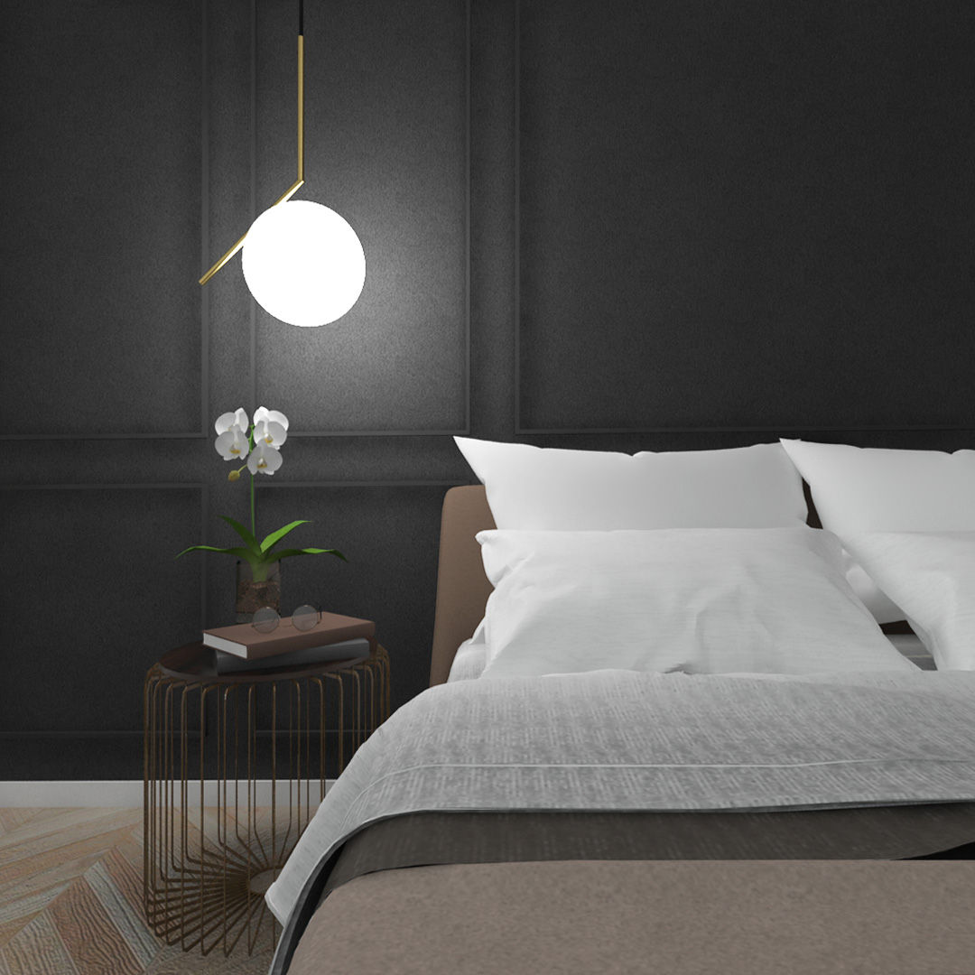 How To Style: Dark Colors Bedroom Chiara Bertino Camera da letto piccola camera da letto, styling, restyiling, colori scuri, porpora, grigio, nero, fiori, wallpaper, stile scandinavo, glamour