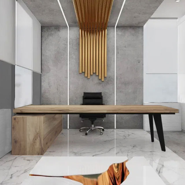 CEO Office Deev Design Minimalistische studeerkamer Zilver / Goud Eigendom,Het opbouwen van,Hout,Tafel,Interieur ontwerp,Vloeren,Vloer,Lijn,hardhout,Houtbeits