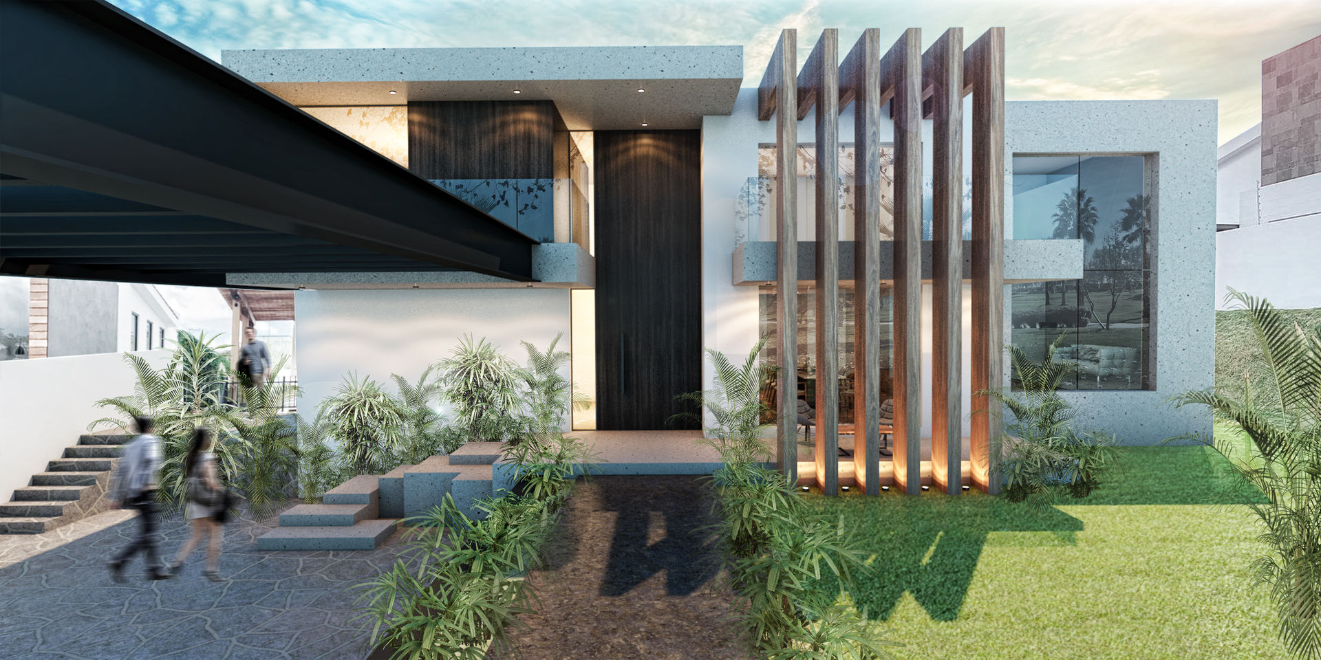 Intervención habitacional en fachada Rancho San Juan, G._ALARQ G._ALARQ Rumah tinggal Marmer