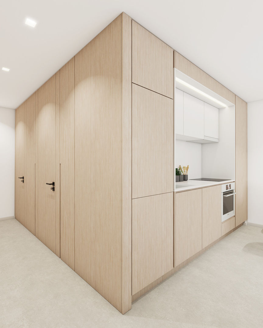 Apartamento Damaia, Lisboa , NEUTRO ARQUITECTOS NEUTRO ARQUITECTOS Kleine keuken