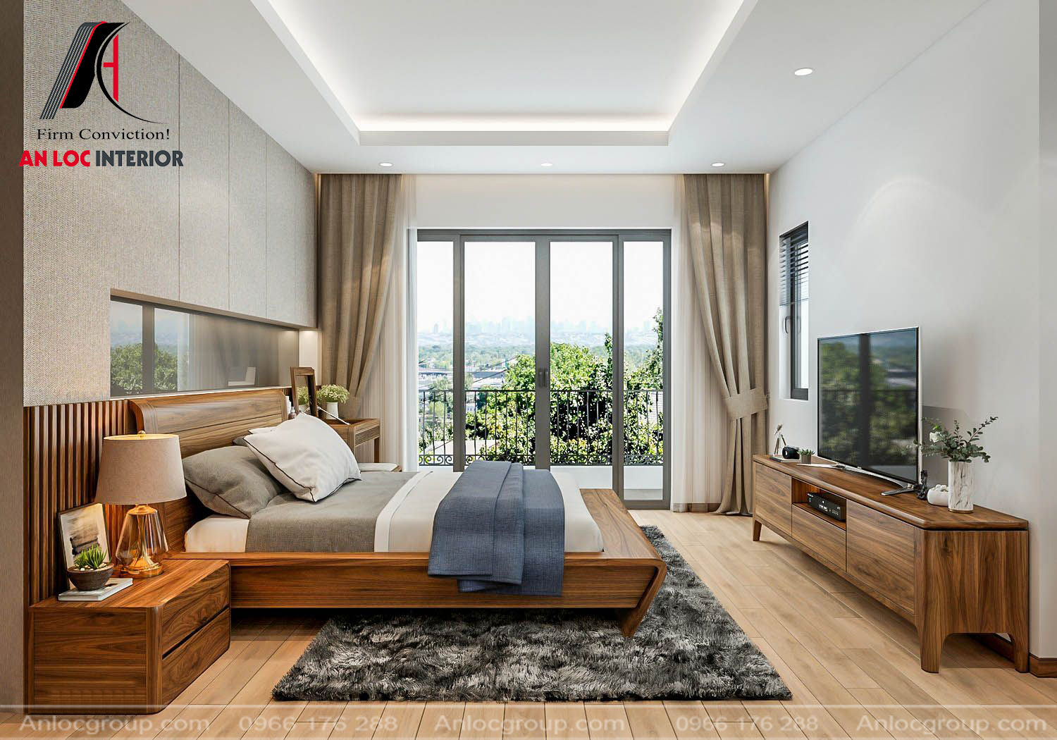 Phòng ngủ bằng gỗ Óc Chó đẹp, Nội Thất An Lộc Nội Thất An Lộc Modern style bedroom
