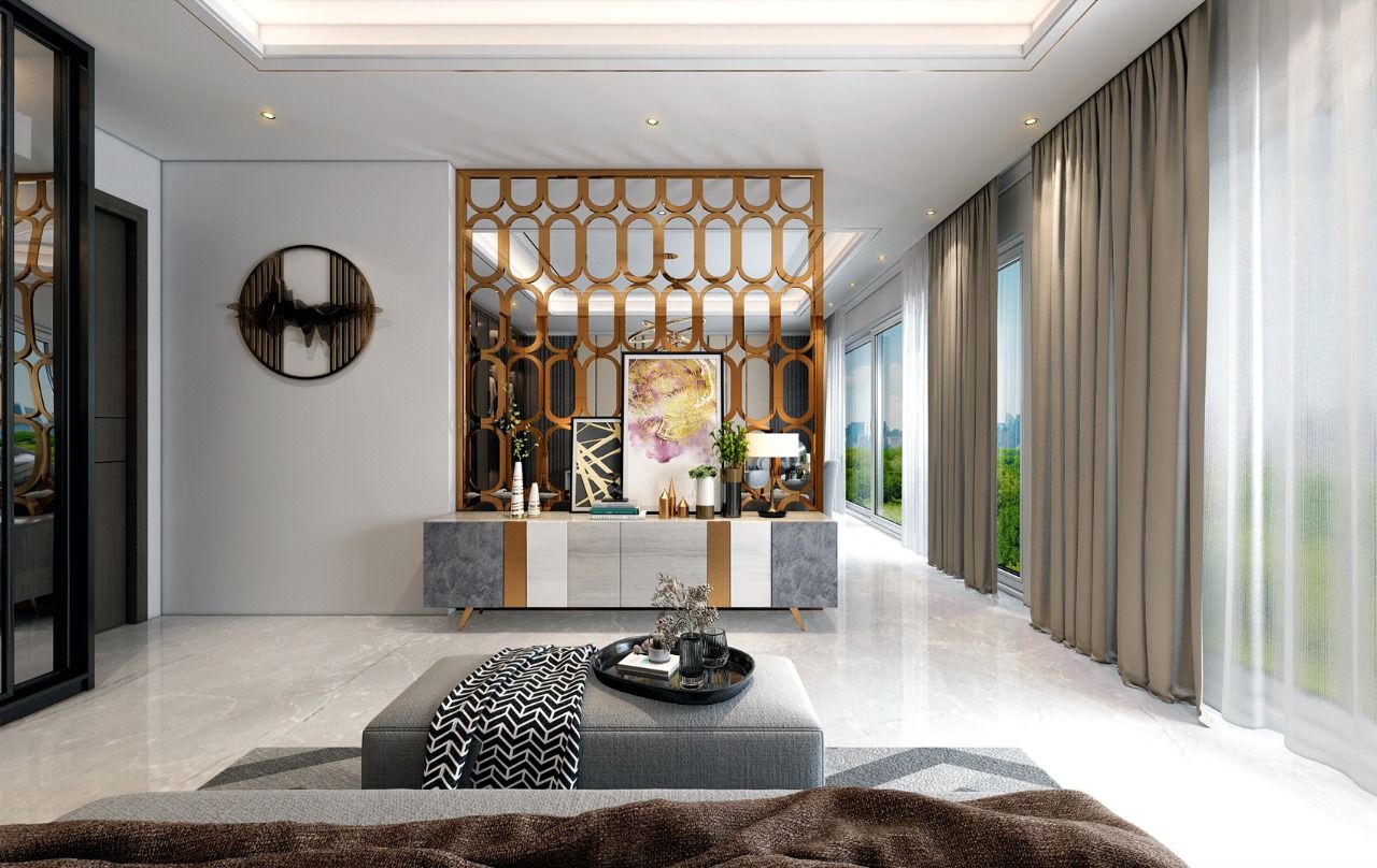 Modern Theme based home in Ghaziabad, HC Designs HC Designs Salas de estar modernas Madeira Efeito de madeira