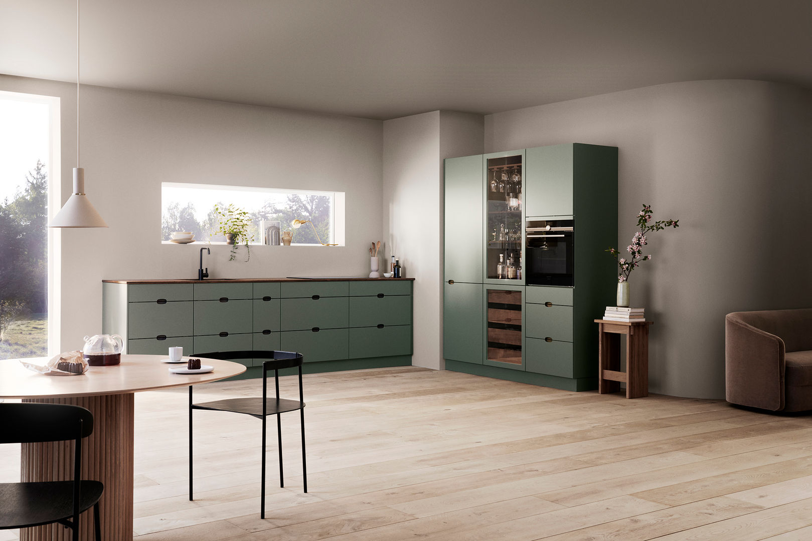 Ombra: una cocina verde por dentro y por fuera, Kvik España Kvik España Kitchen Cabinets & shelves