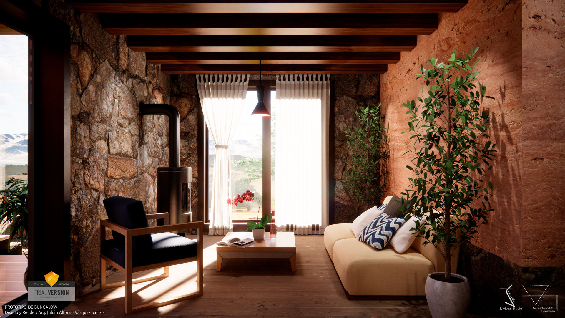 Bungalows, Arquitectura y Diseño VACE Arquitectura y Diseño VACE Rustic style living room Stone