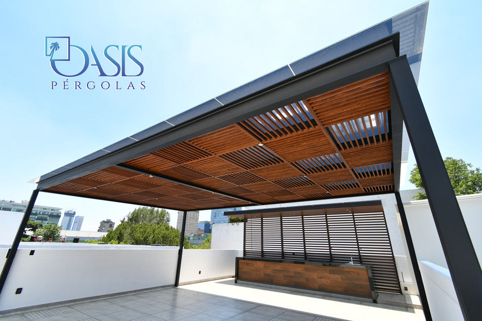 Pérgolas Híbridas Oasis: Espacios exteriores para disfrutar todo el año, Oasis Pérgolas Oasis Pérgolas Modern Terrace