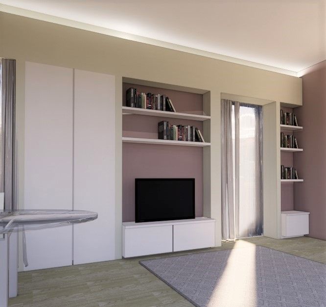 UN'APPARTAMENTO NEI TONI DEL ROSA E DEL GRIGIO, ROBERTA DANISI architetto ROBERTA DANISI architetto Modern Living Room